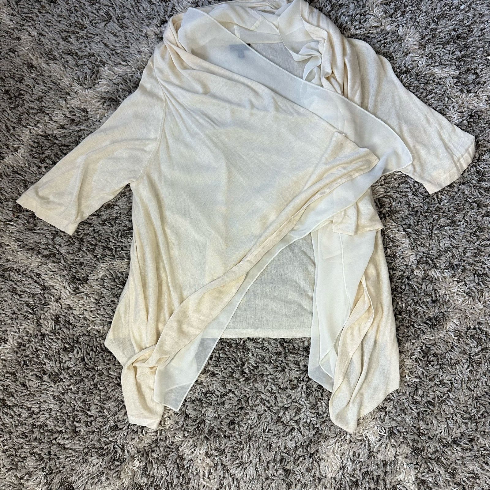 Other Talbots Ivory Chiffon Layered Open Cardigan Sweater S M Size M / US 6-8 / IT 42-44 - 4 Thumbnail