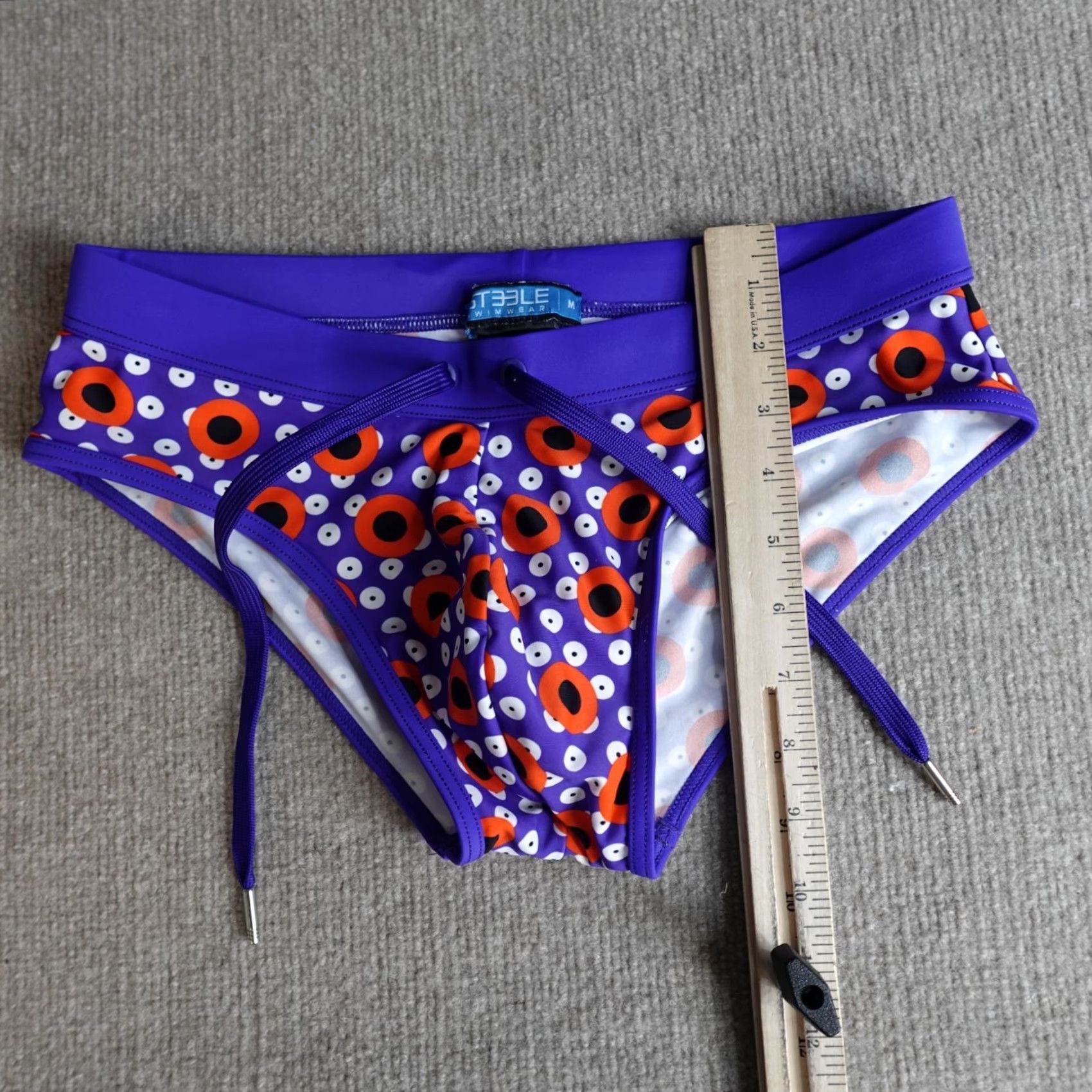 Swims ST33LE Men's Swim Brief Medium Blue Geometric Drawstring Swimsuit Bottom Shorts Bottom Mens Geometric Blue Drawstring M ST33LE Size US 31 - 3 Thumbnail