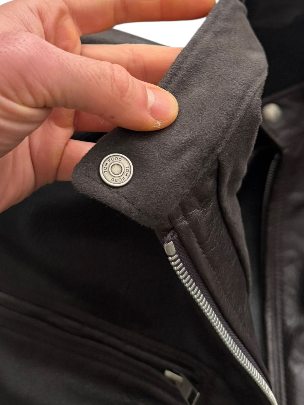 Tom Ford Slim Brown Black Cow Leather Cafe Jacket Size US L / EU 52-54 / 3 - 14 Thumbnail
