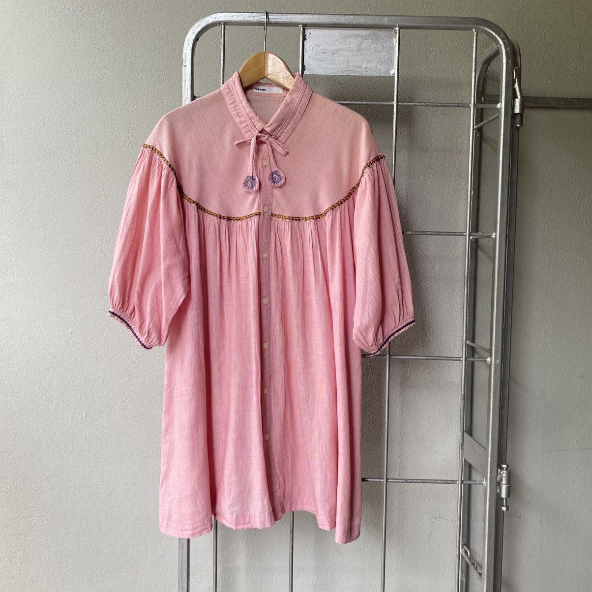 Ne-Net Ne-net Pink Puff Sleeve Babydoll Blouse Size XS / US 0-2 / IT 36-38 - 12 Thumbnail