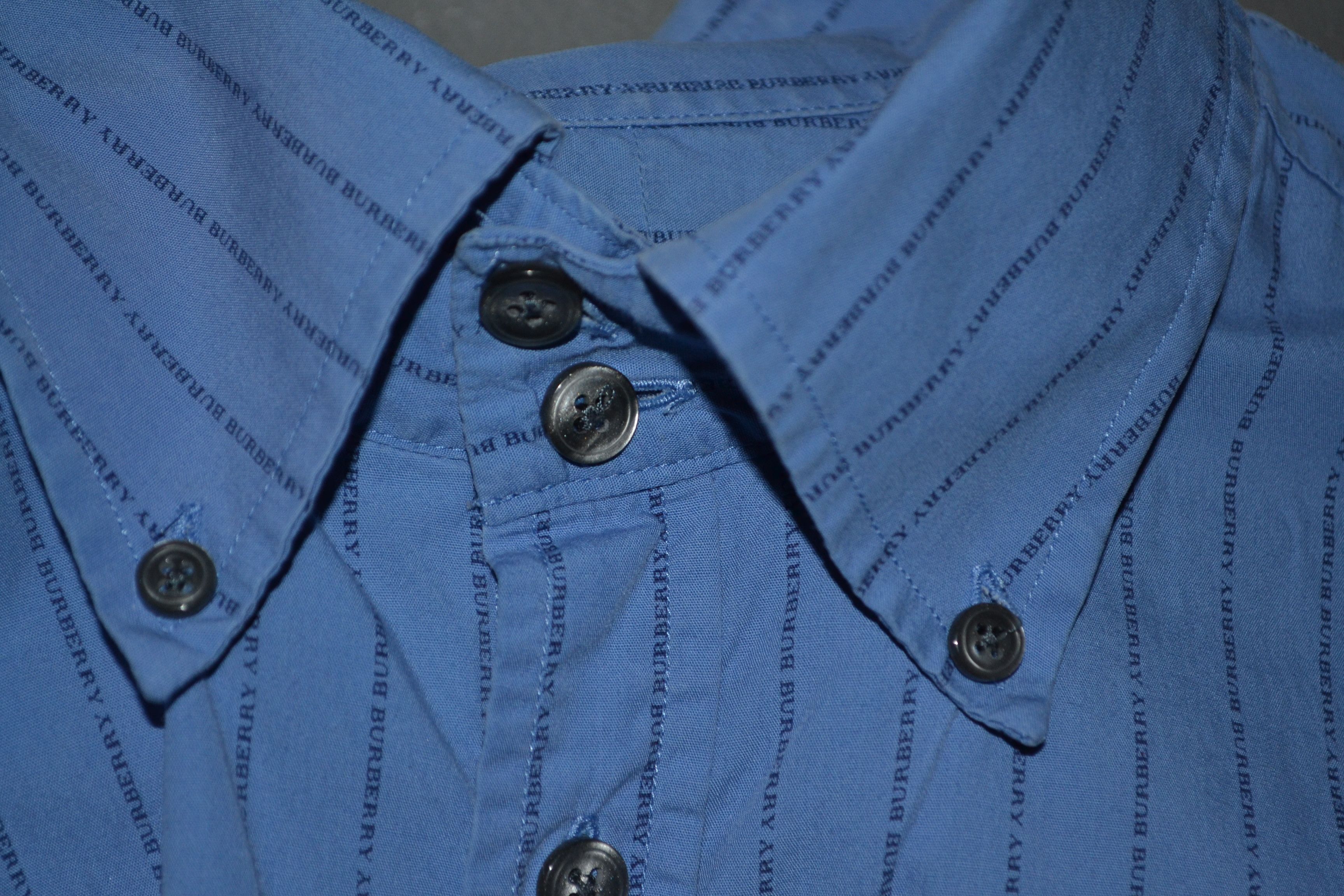 Burberry Burberry Vintage UK Spellout Monogram Blue Shirt 17 43 L-XL Size US L / EU 52-54 / 3 - 16 Thumbnail