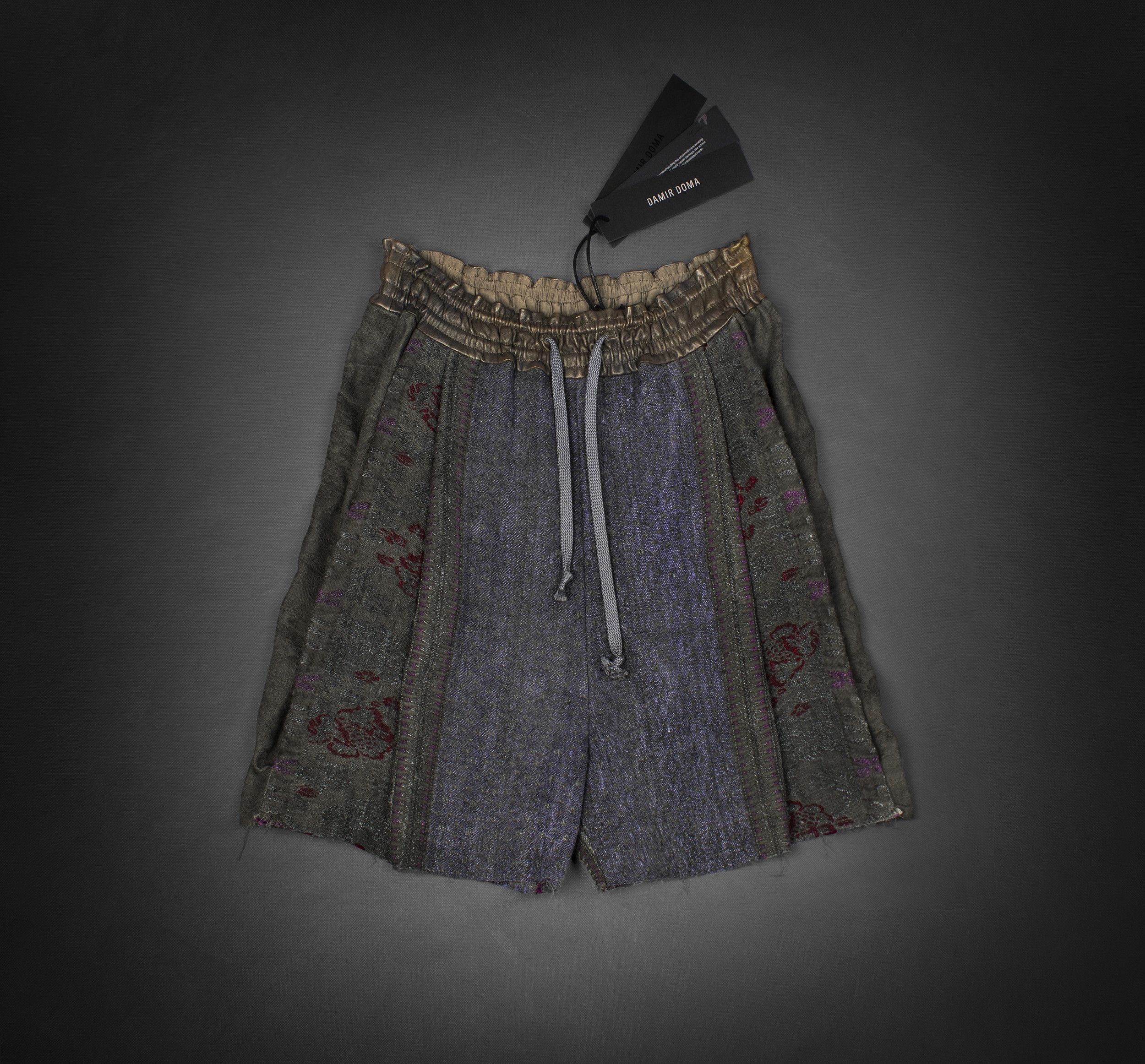 image of Damir Doma New. Embroidered Shorts With Leather Waist, Unisex Fit, Women's (Size 26)