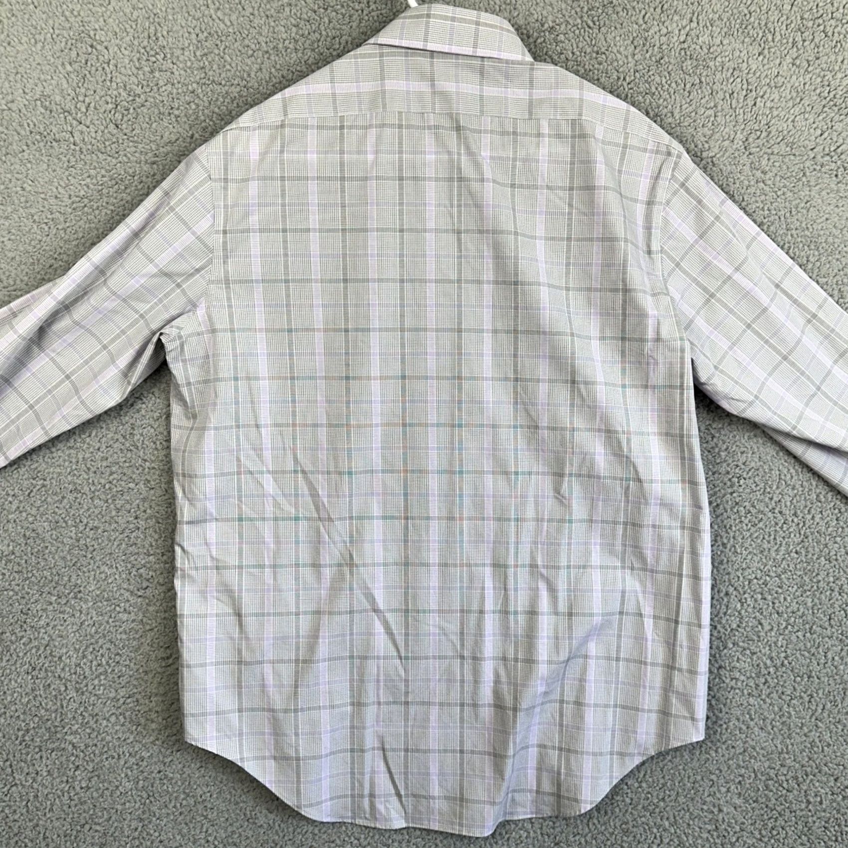 Calvin Klein Calvin Klein Shirt Dress Mens 16.5 32-33 Black Purple Plaid Slim Fit Button-Down Collar 96% Cotton 4% Spandex Breastmens Preppy Shirt Dress Mens Size 46R - 2 Thumbnail