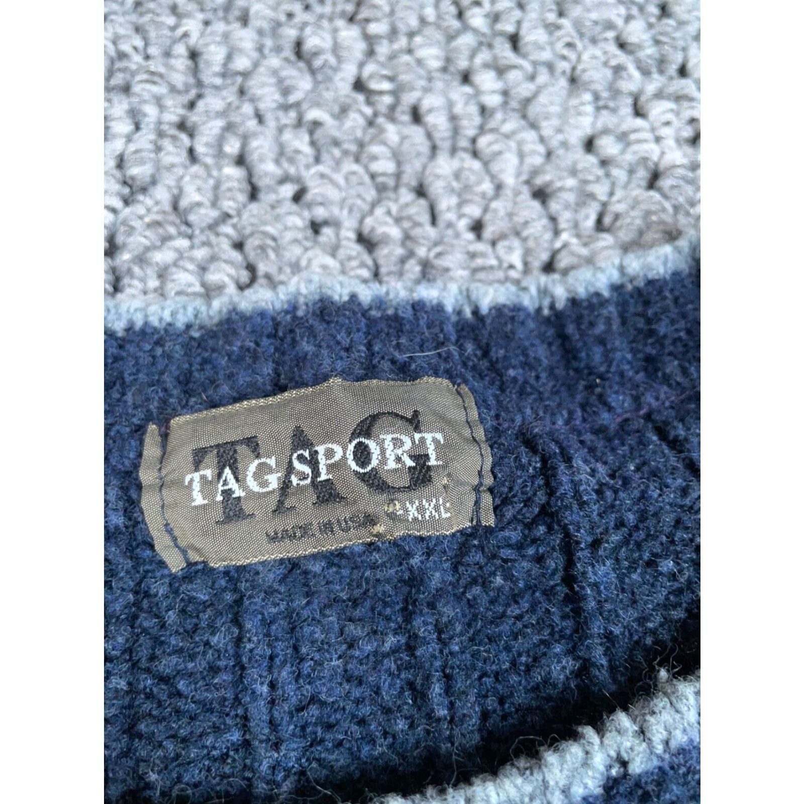 Vintage VTG 90s Preppy Striped Pattern Sweater Adult 2XL Dark Blue Chunky Knit Skater Size US XXL / EU 58 / 5 - 3 Thumbnail