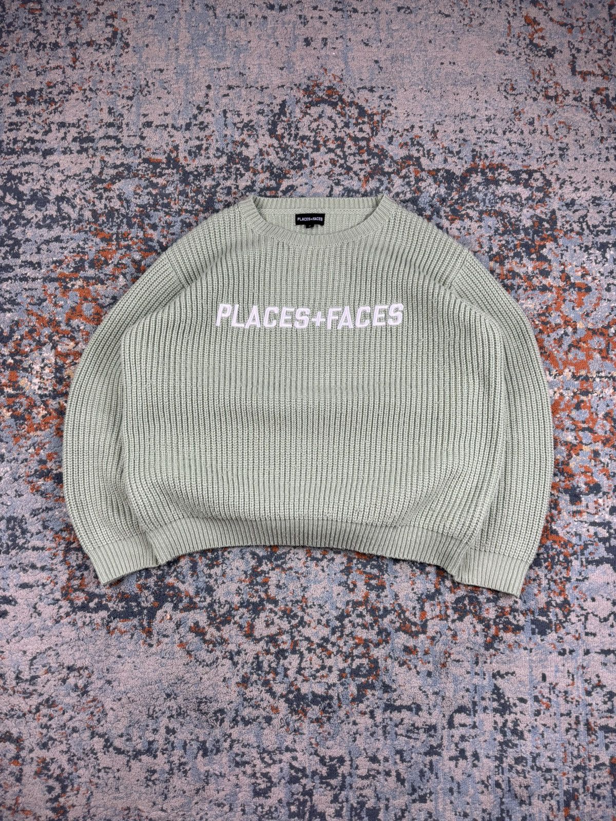 Places + Faces Places + Faces sage green embroidered spellout sweater knit Size US S / EU 44-46 / 1 - 1 Thumbnail