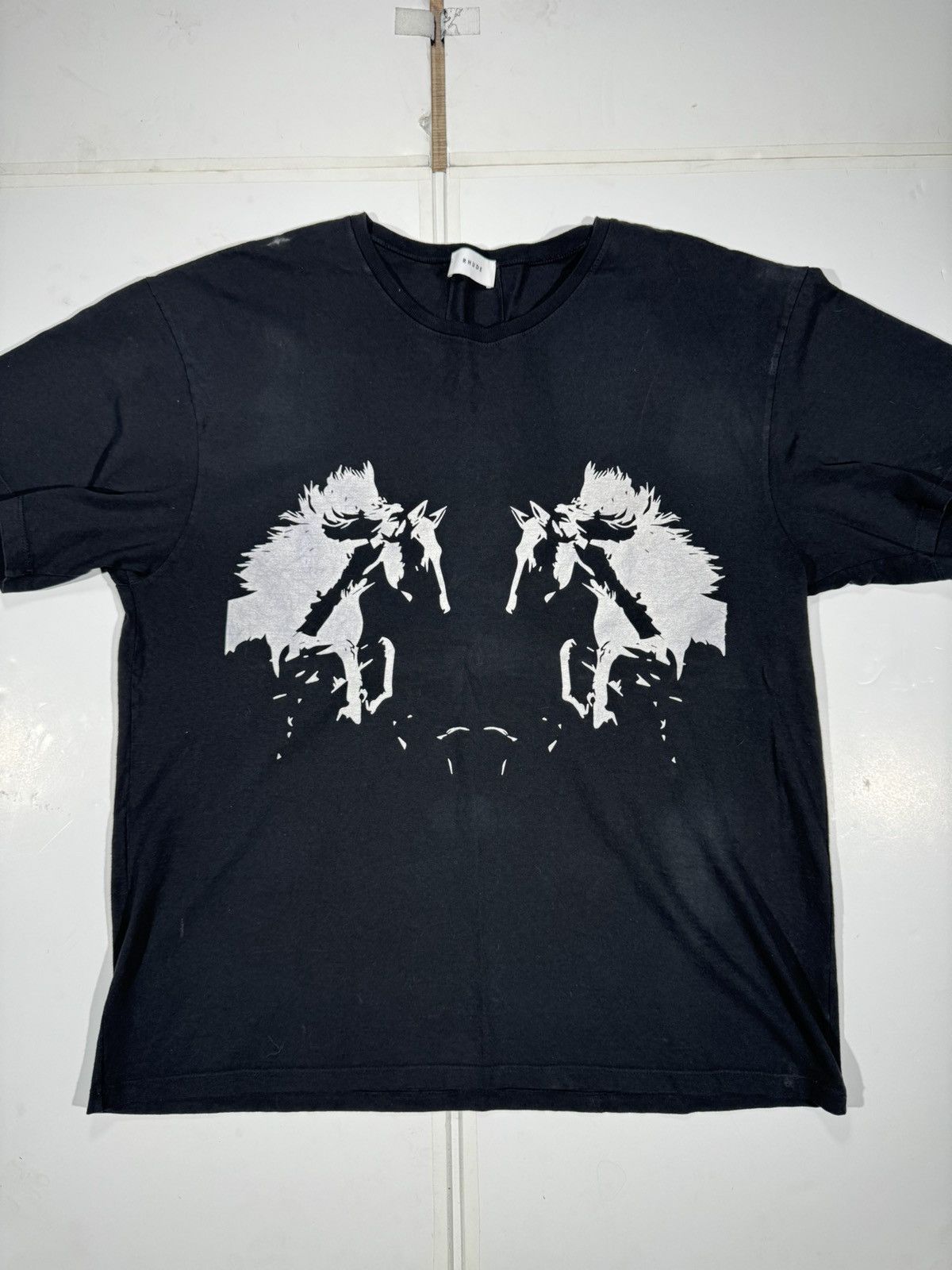 image of Rhude Twin Horses Tee Size XL in Black, Men's