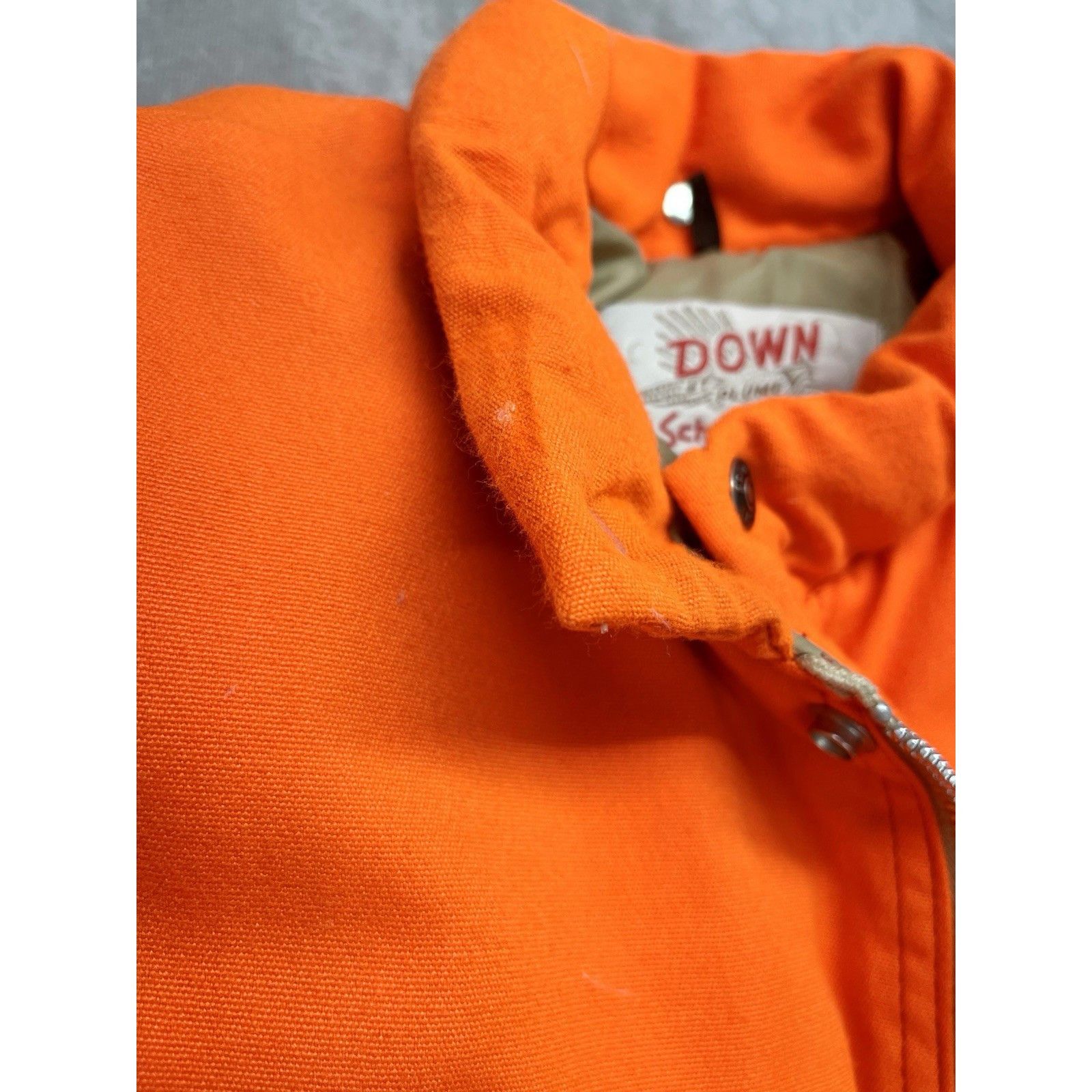 Vtg 70s Schott NYC Down Et Plume Puffer Jacket Orange Goose