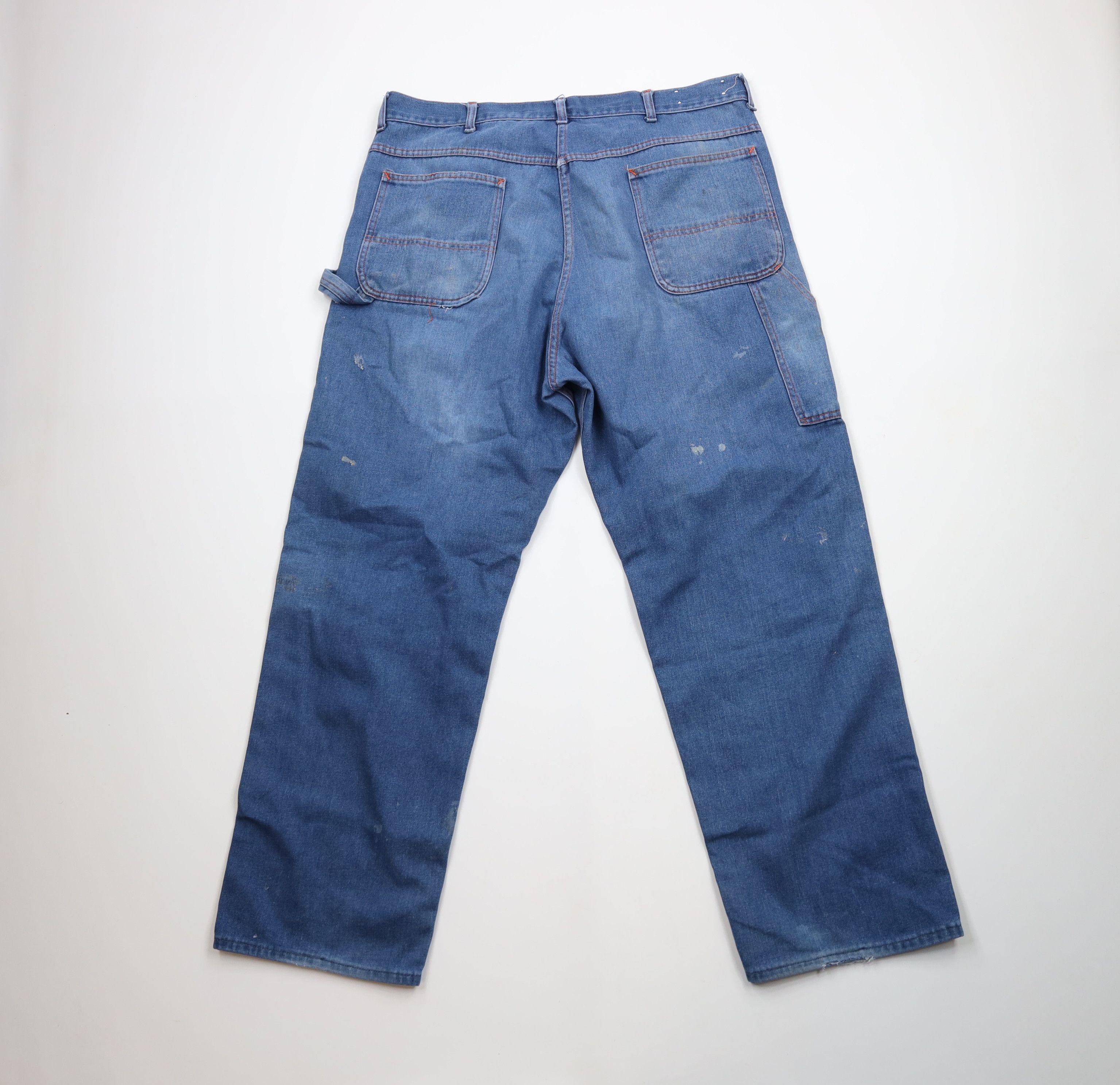 Big Mac × Vintage Vintage 90s Big Mac Dungaree Wide Leg Denim Jeans Blue USA Size US 38 / EU 54 - 11 Thumbnail