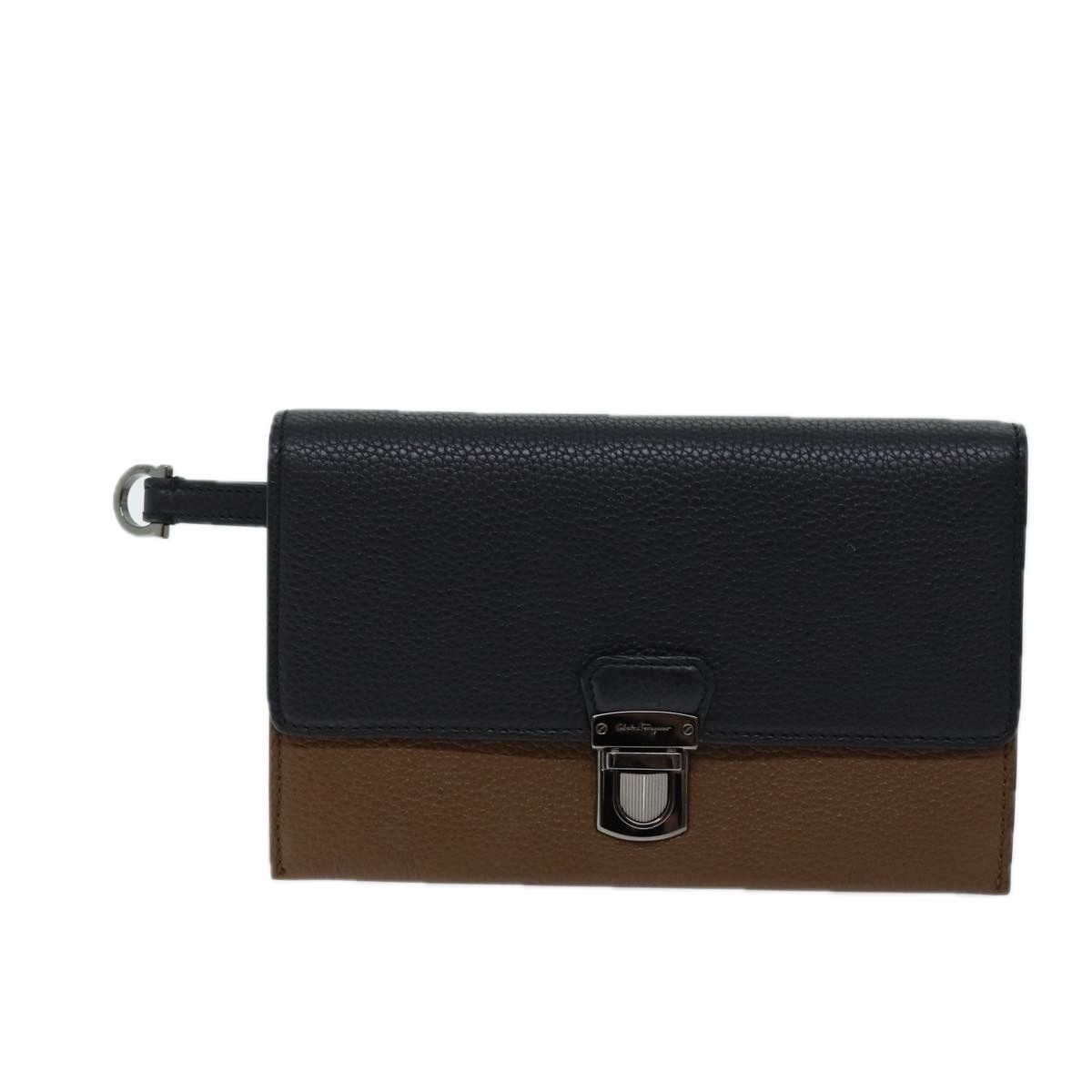 Salvatore Ferragamo Black Leather Clutch Bag (Pre-Owned) Size ONE SIZE - 1 Thumbnail
