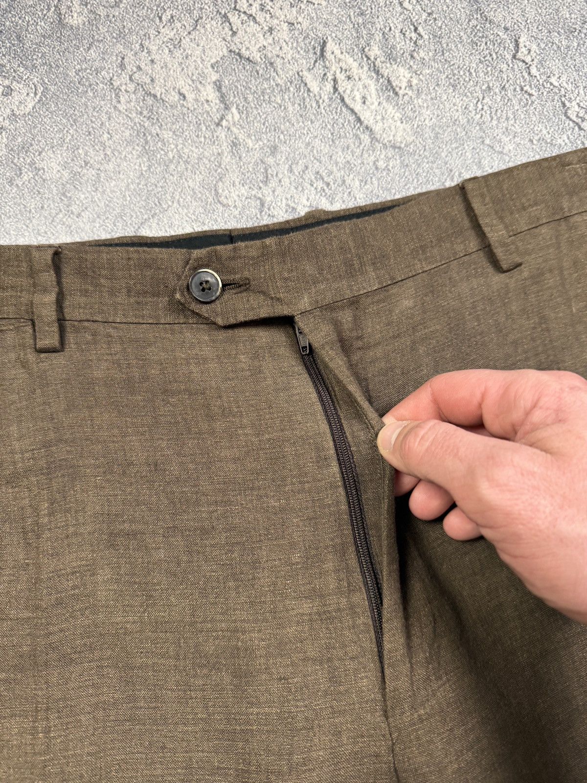 Lardini Size 54 Regular Brown Linen Double Breasted Luxury Suit Size 54R - 19 Thumbnail