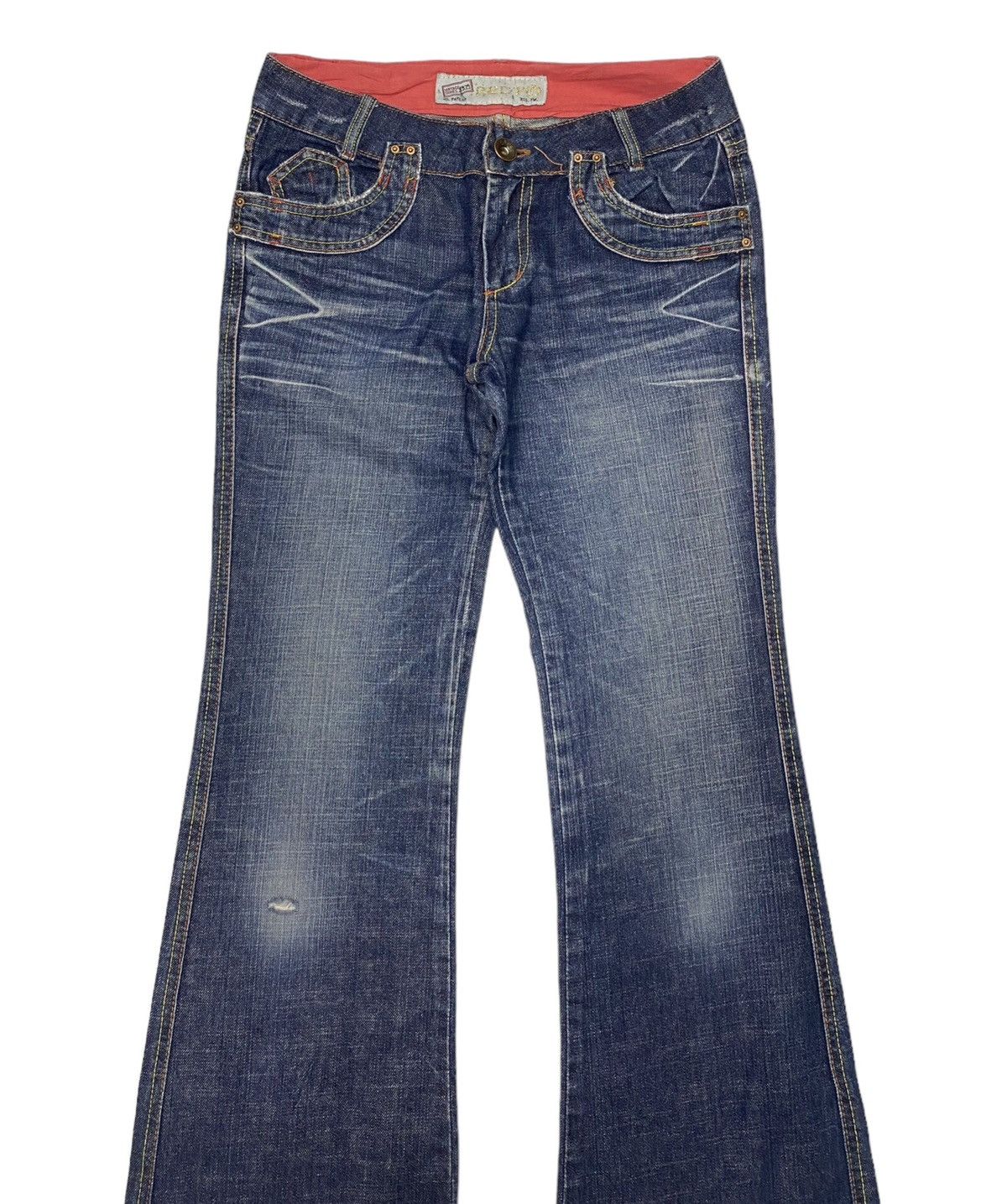 If Six Was Nine 🔥JAPANESE FLARE JEANS RED PEPPER DISTRESS FLARE DENIM JEANS Size 30" / US 8 / IT 44 - 5 Thumbnail