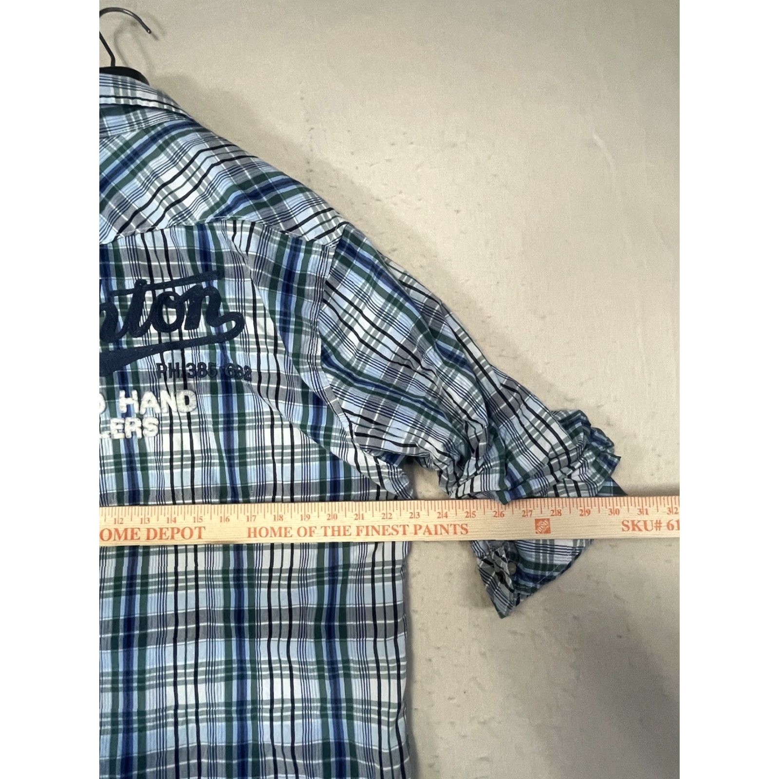 Scotch & Soda Scotch & Soda Shirt 3/4 Sleeve Button-Up Check Blue White 2XL Men Collared Pearl Snap Sleeve Size US XXL / EU 58 / 5 - 3 Thumbnail