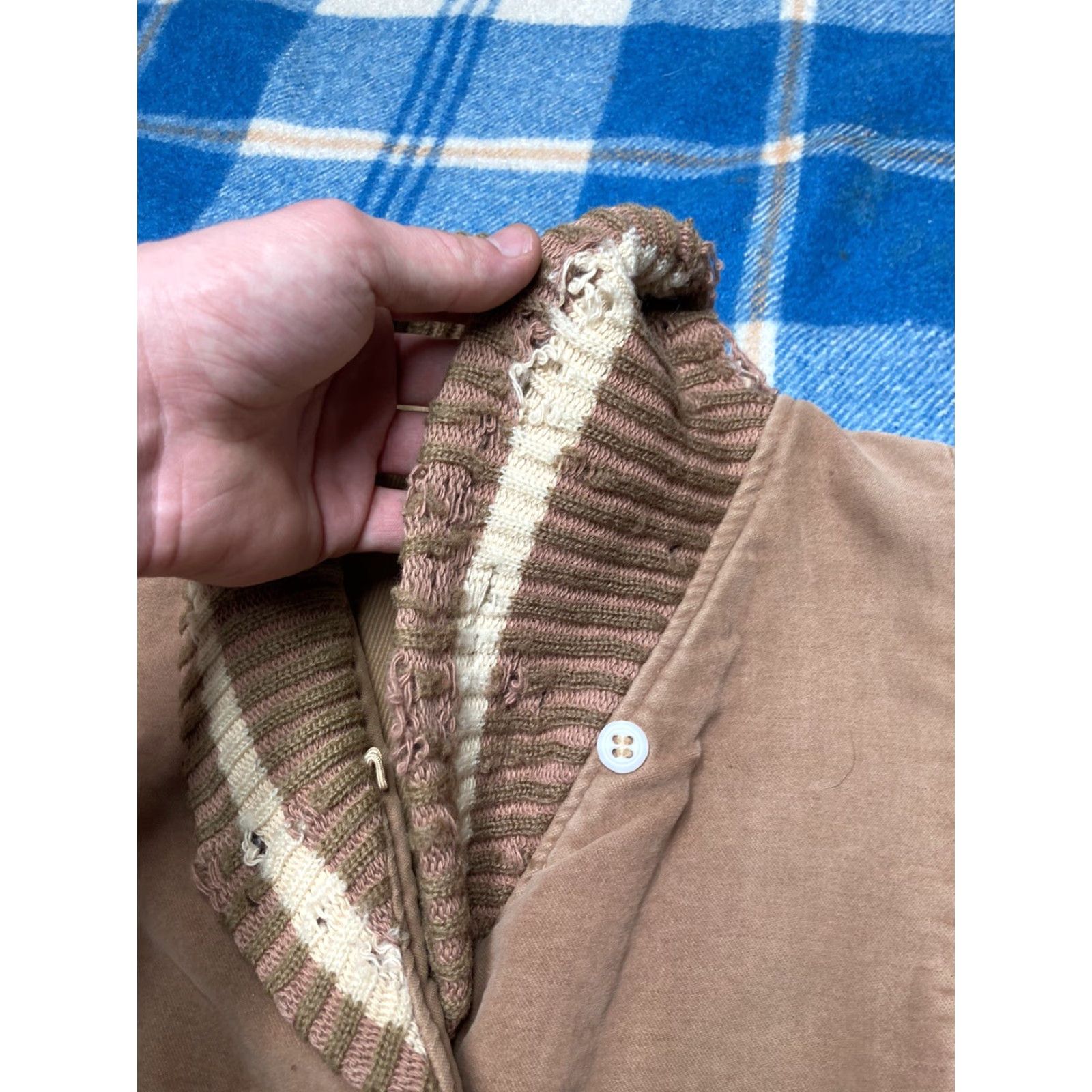 Vintage VINTAGE suede coat Women's Large Overcoat Shawl Collar 50s 60s Beige Size L / US 10 / IT 46 - 7 Thumbnail