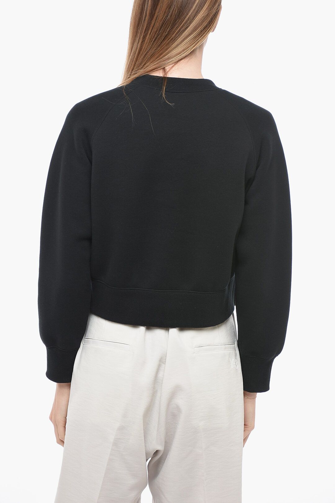 Sacai og1mm0724 Cropped Fit Sweatshirt in Black Size S / US 4 / IT 40 - 2 Thumbnail