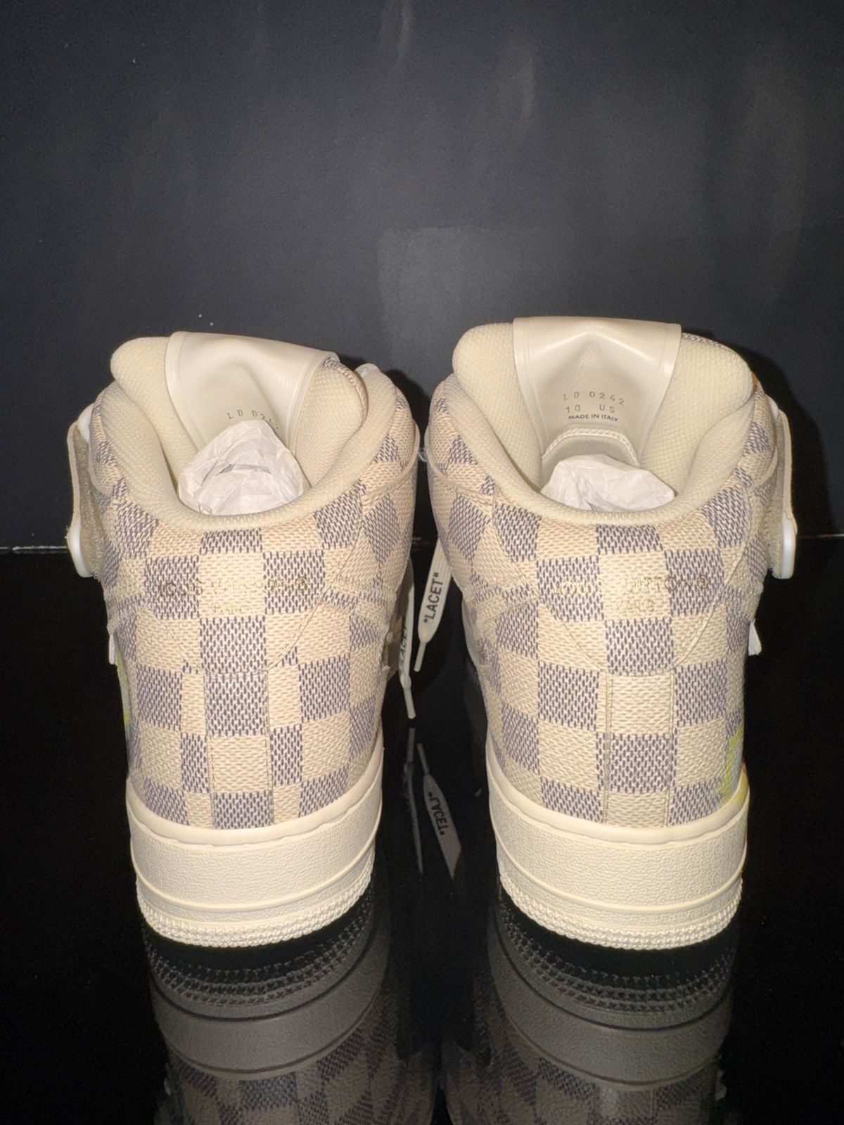 Louis Vuitton Louis Vuitton x Nike Air Force 1 Mid Graffit Damier Azur Size US 10 / EU 43 - 4 Thumbnail