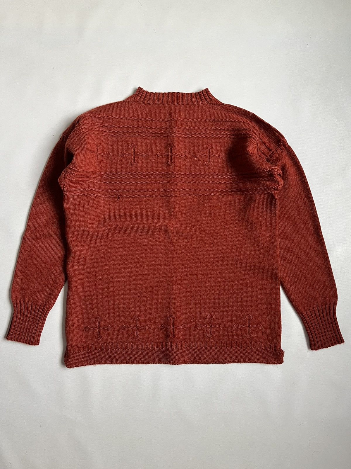 Le Tricoteur Guernsey Vintage Traditional Guernsey Brown Cross Wool Jumper Sweater Size US L / EU 52-54 / 3 - 8 Thumbnail