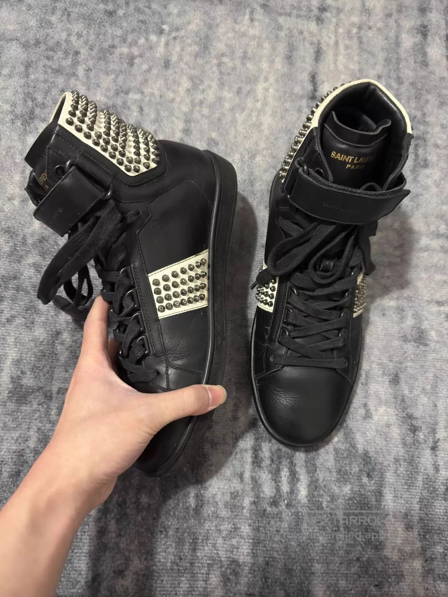 Saint Laurent Paris Black High-Top Studded Sneakers Size 7. Size US 7 / EU 40 - 3 Thumbnail