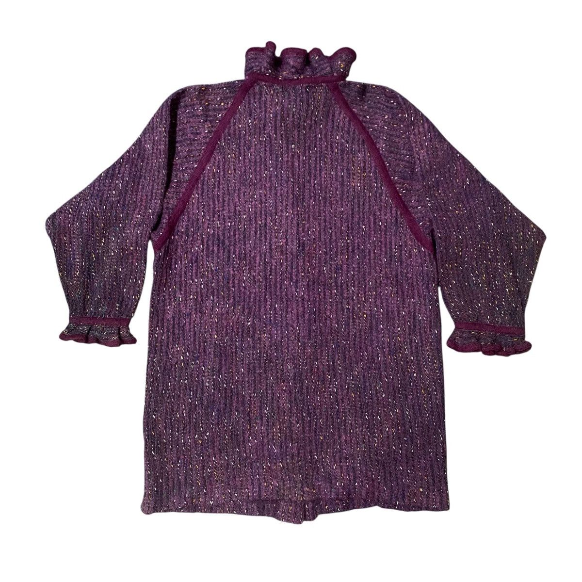 Christian Dior Monsieur Vintage Christian Dior Purple Metallic Ruffled Collar Blouse Size L / US 10 / IT 46 - 3 Thumbnail