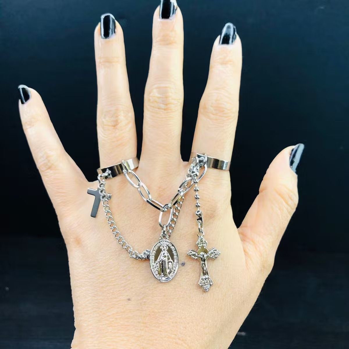 Jewelry Jesus Christ Cross Pendants Chain dangling Size ONE SIZE - 2 Thumbnail