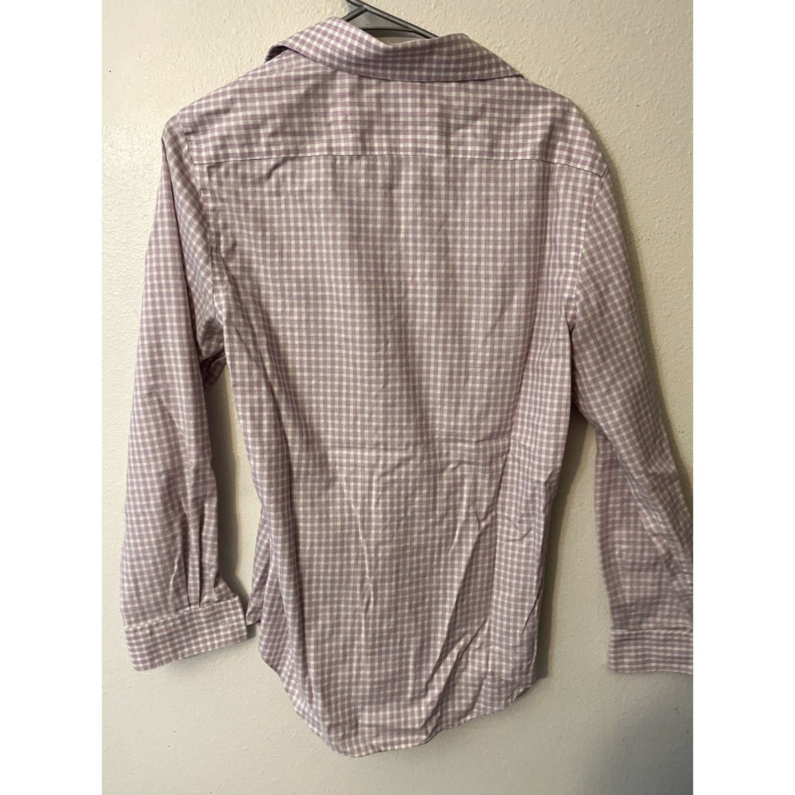 Michael Kors Michael Kors Mens Shirt M Pink Gingham Slim Fit Button-Up Long Sleeve Nylon Elastane Size US M / EU 48-50 / 2 - 2 Thumbnail