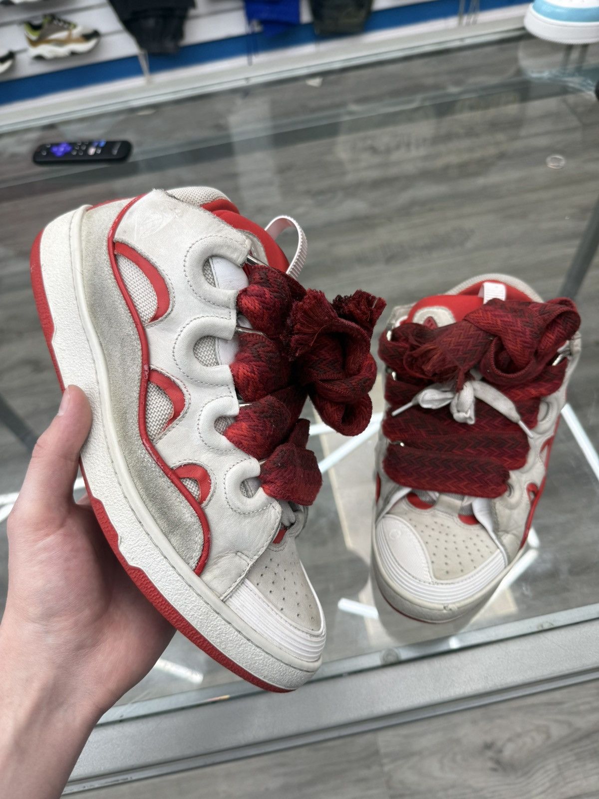 Lanvin Lanvin Curb Sneakers - White / Red Size US 10 / EU 43 - 1 Thumbnail