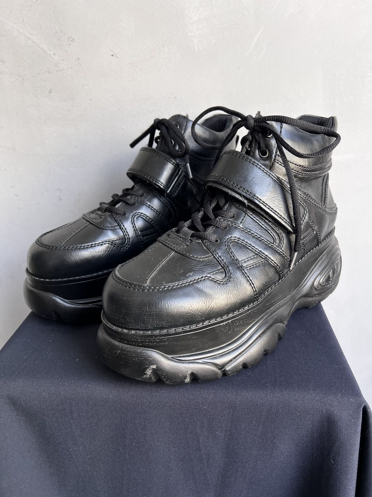 New Rock New Rock style Leather Boots High Black Gothic hype Y2K Size US 8 / EU 41 - 5 Thumbnail