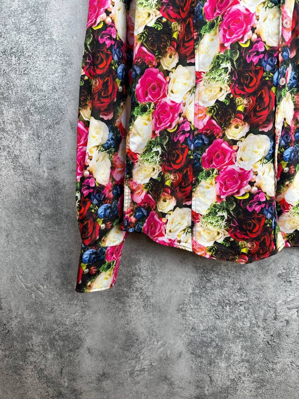 Other Claudio Lugli Rose Bloom Button Up Shirt Flowered Orange Tag Size L / US 10 / IT 46 - 6 Thumbnail