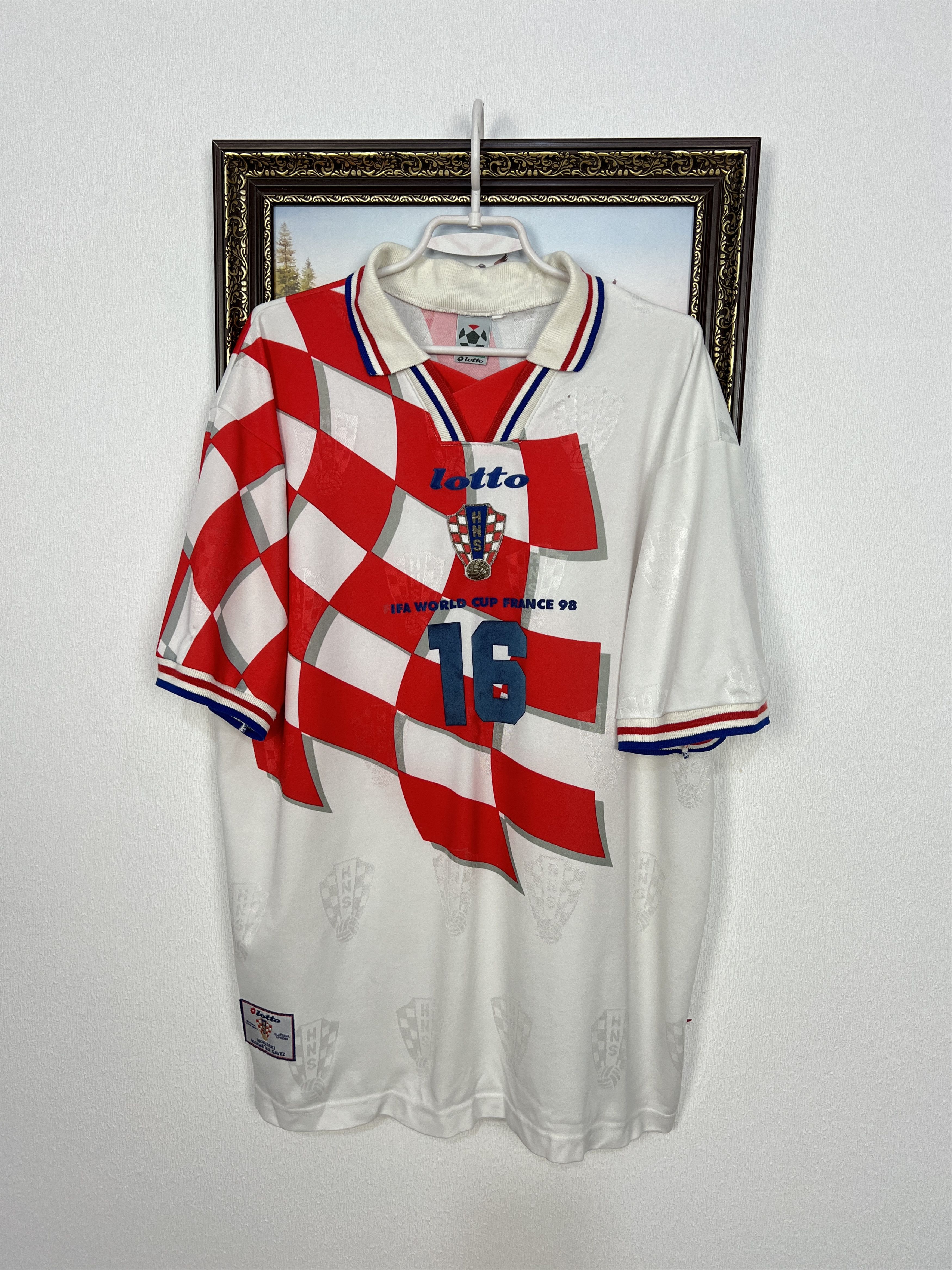 Lotto Sport Croatia football shirt 1998 Soccer World Cup #16 Kozniku Size US XXL / EU 58 / 5 - 1 Thumbnail