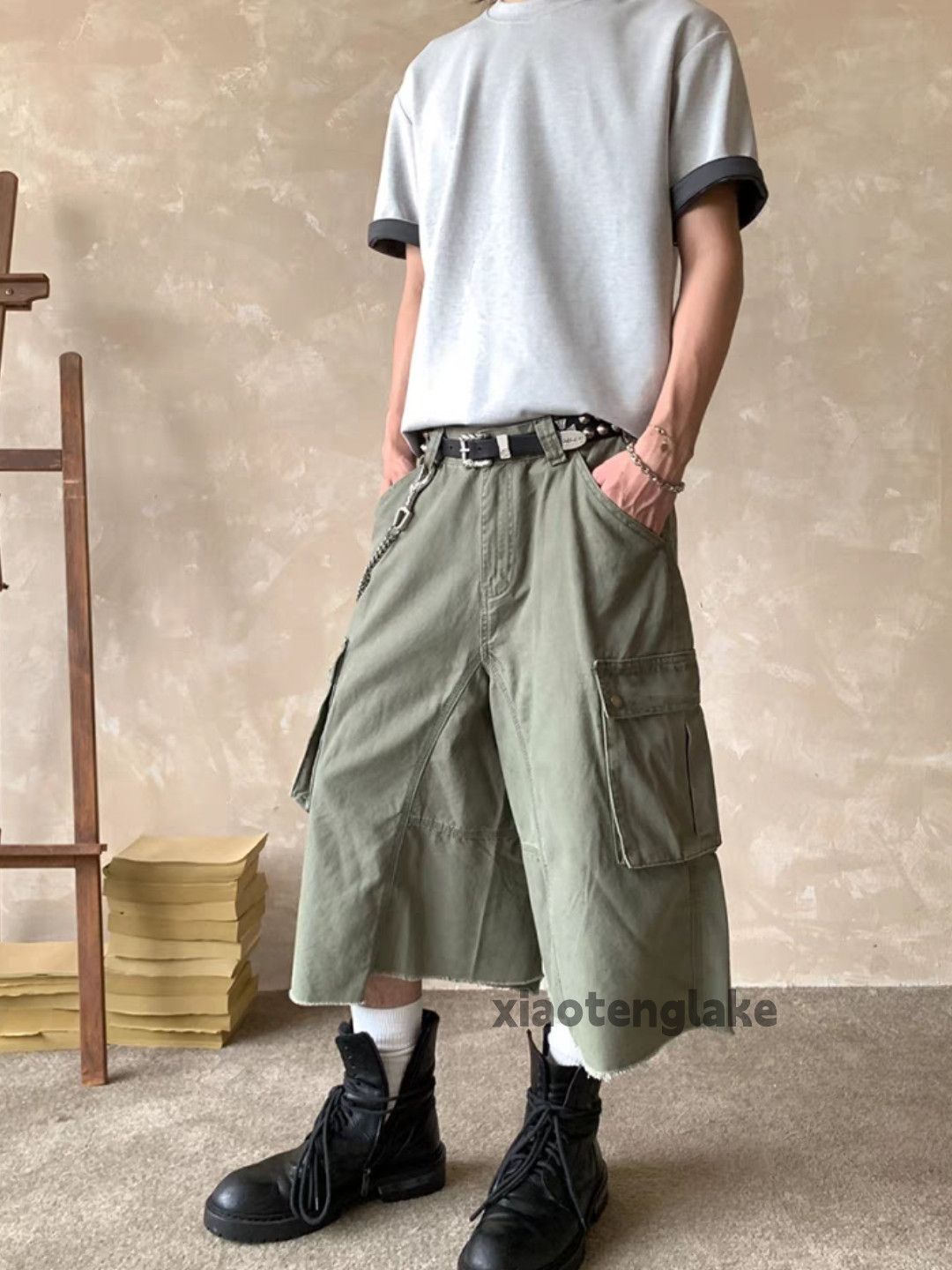 Vintage Xz washed loose baggy military outdoor cargo shorts Size US 32 / EU 48 - 4 Thumbnail
