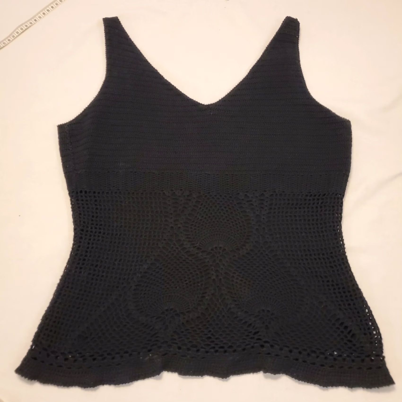 Elie Tahari Tahari Womens Crochet Tank Top Sz Medium Black Lagenlook Cottagecore Office Size M / US 6-8 / IT 42-44 - 6 Thumbnail