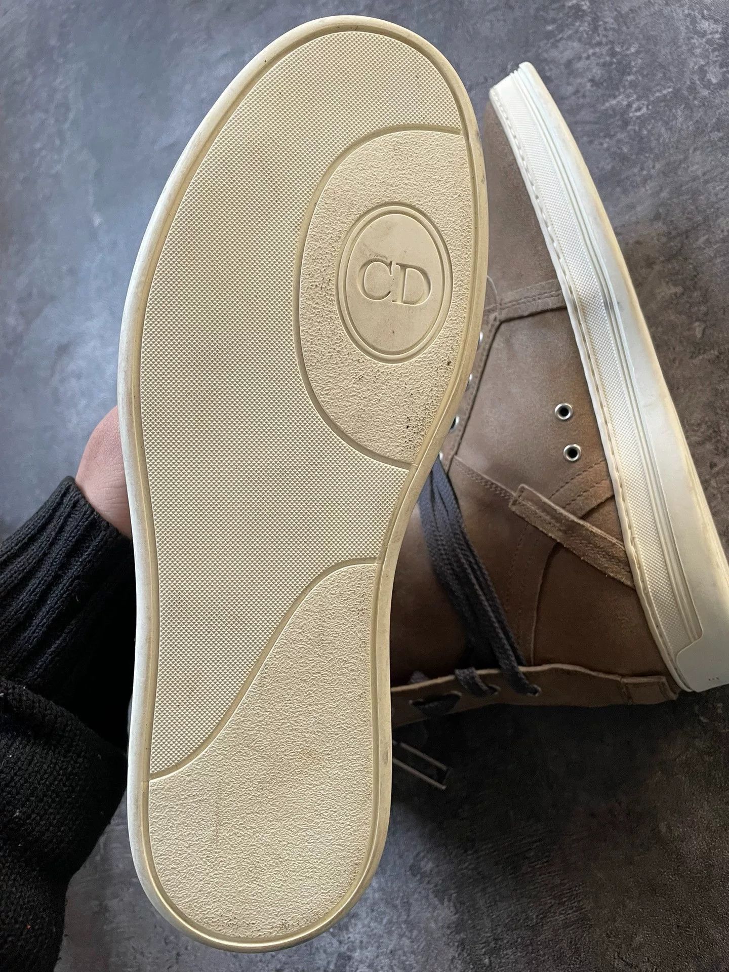 Dior brown suede high-top lace-up sneakers. Size US 11.5 / EU 44-45 - 6 Thumbnail