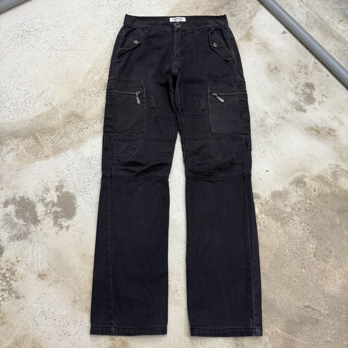 LOWBOX Lowbox Sunfaded Cargo Biker Denim Pants Size US 28 / EU 44 - 3 Thumbnail