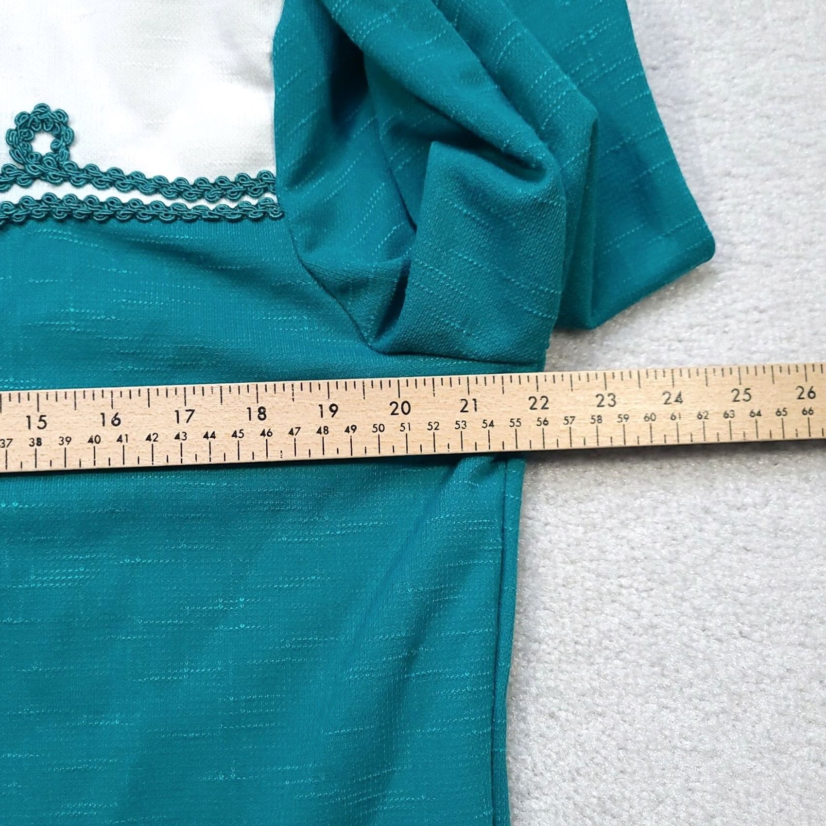 Vintage VINTAGE Pablo Collection Blouse Shirt Women's 16 Teal Blue 1980s USA Made Secretary/Geek Embellished Front-Shoulder Pads Mens/ Womens Size XXL / US 16-18 / IT 52-54 - 7 Thumbnail