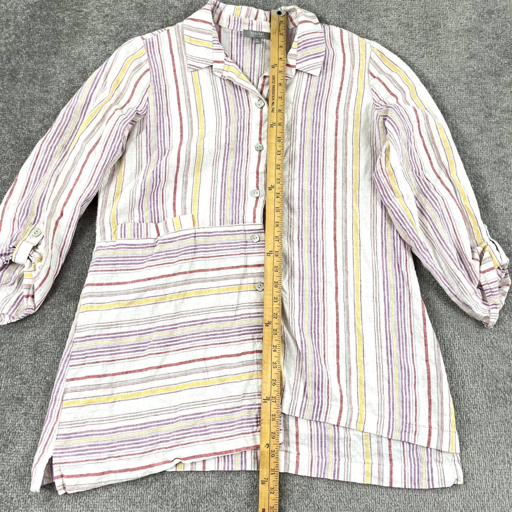 Habitat Habitat Shirt Womens M Striped Linen Cotton Blend Roll Tab Tunic Top Casual Travel Workwear Modern Classic Outdoors Size M / US 6-8 / IT 42-44 - 3 Thumbnail