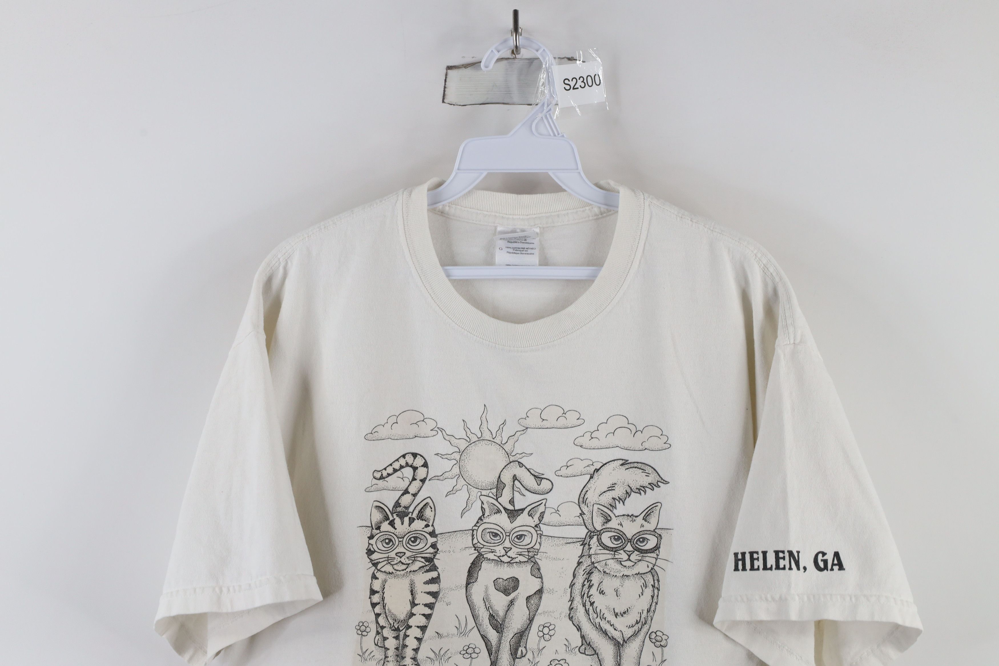 Vintage Vintage 90s Streetwear Cat Kitten Cat Lady T-Shirt Cream Size L / US 10 / IT 46 - 2 Thumbnail