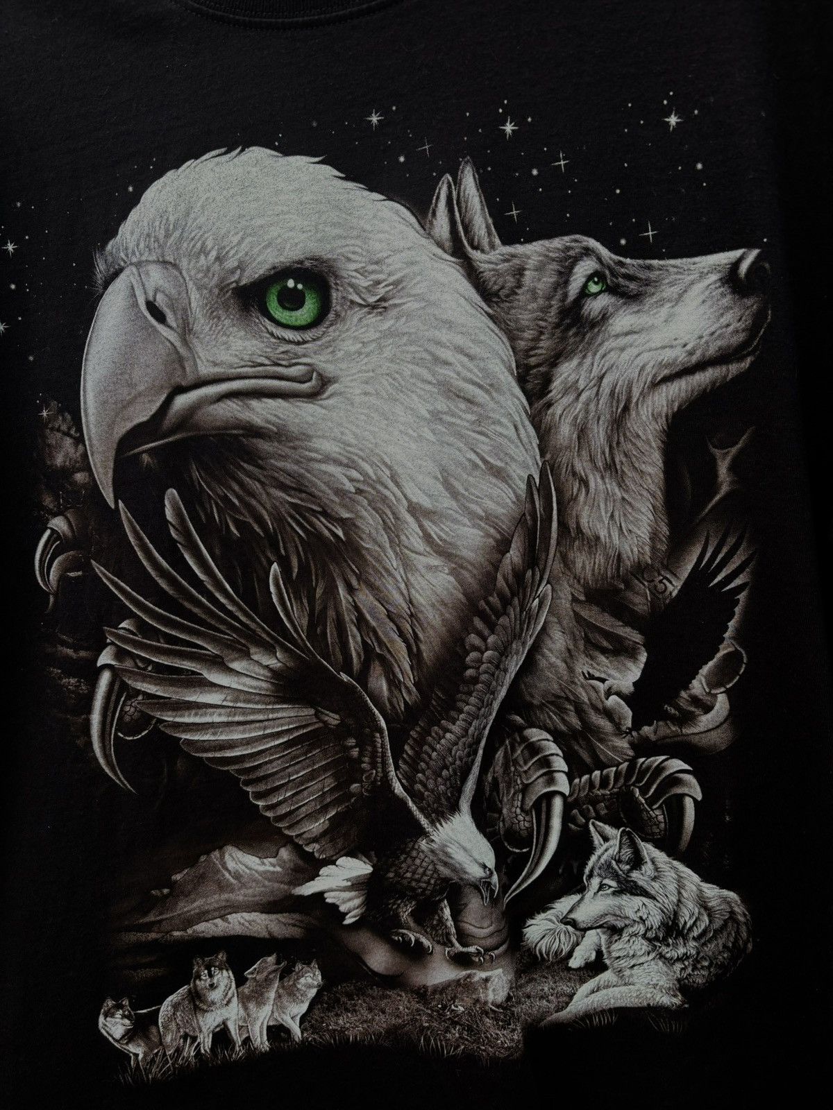 Vintage Eagle Wolf Animal Vintage Streetwear Hype T-shirt Size US XL / EU 56 / 4 - 2 Thumbnail
