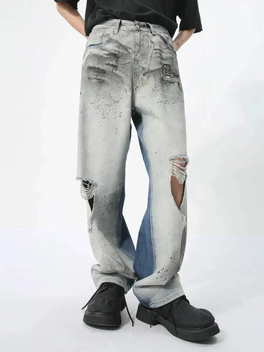 Japanese Brand Retro loose ripped jeans Size US 32 / EU 48 - 6 Thumbnail