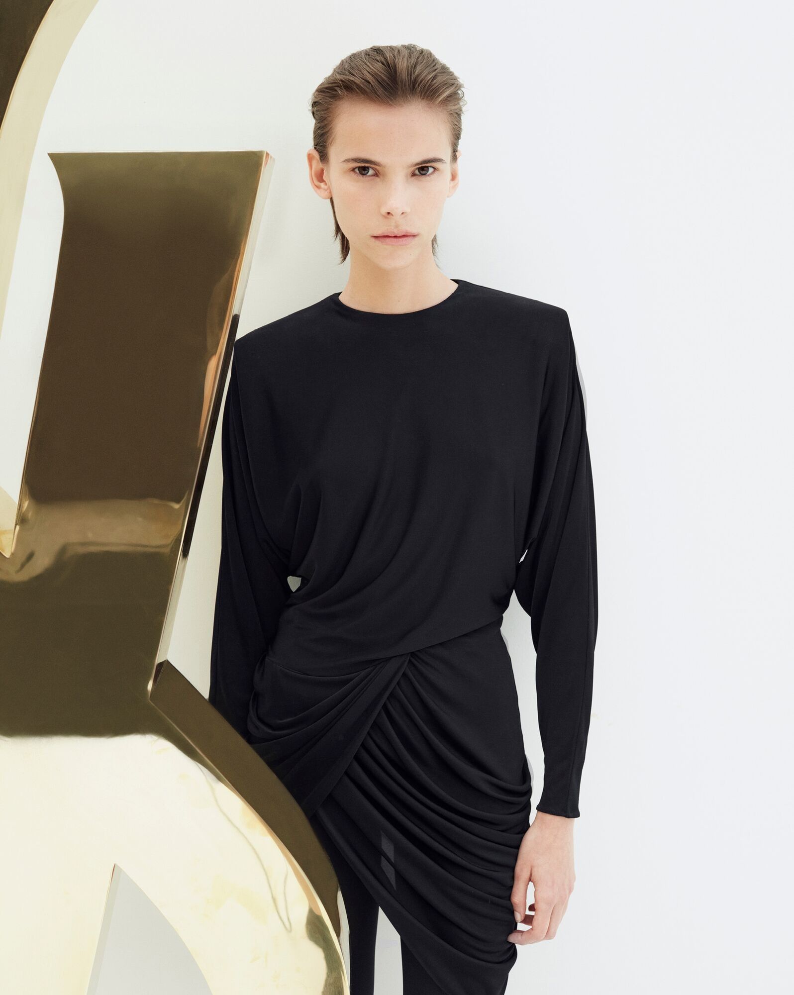 Saint Laurent Paris o1bcso1str1124 Dress in Black Size XL / US 12-14 / IT 48-50 - 2 Thumbnail