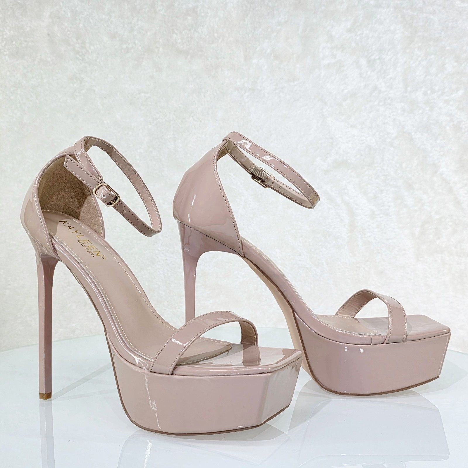 Other Tinks Nude Beige Slim Stiletto Platform High Heels Ankle Str Size US 11 / IT 41 - 2 Thumbnail