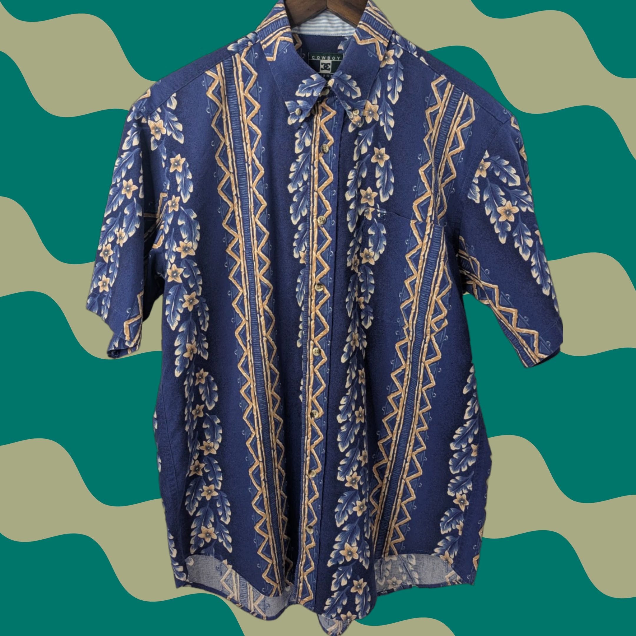 Equipment VINTAGE Cowboy Equipment Blue Floral Hawaiian Shirt Medium Size US M / EU 48-50 / 2 - 1 Thumbnail