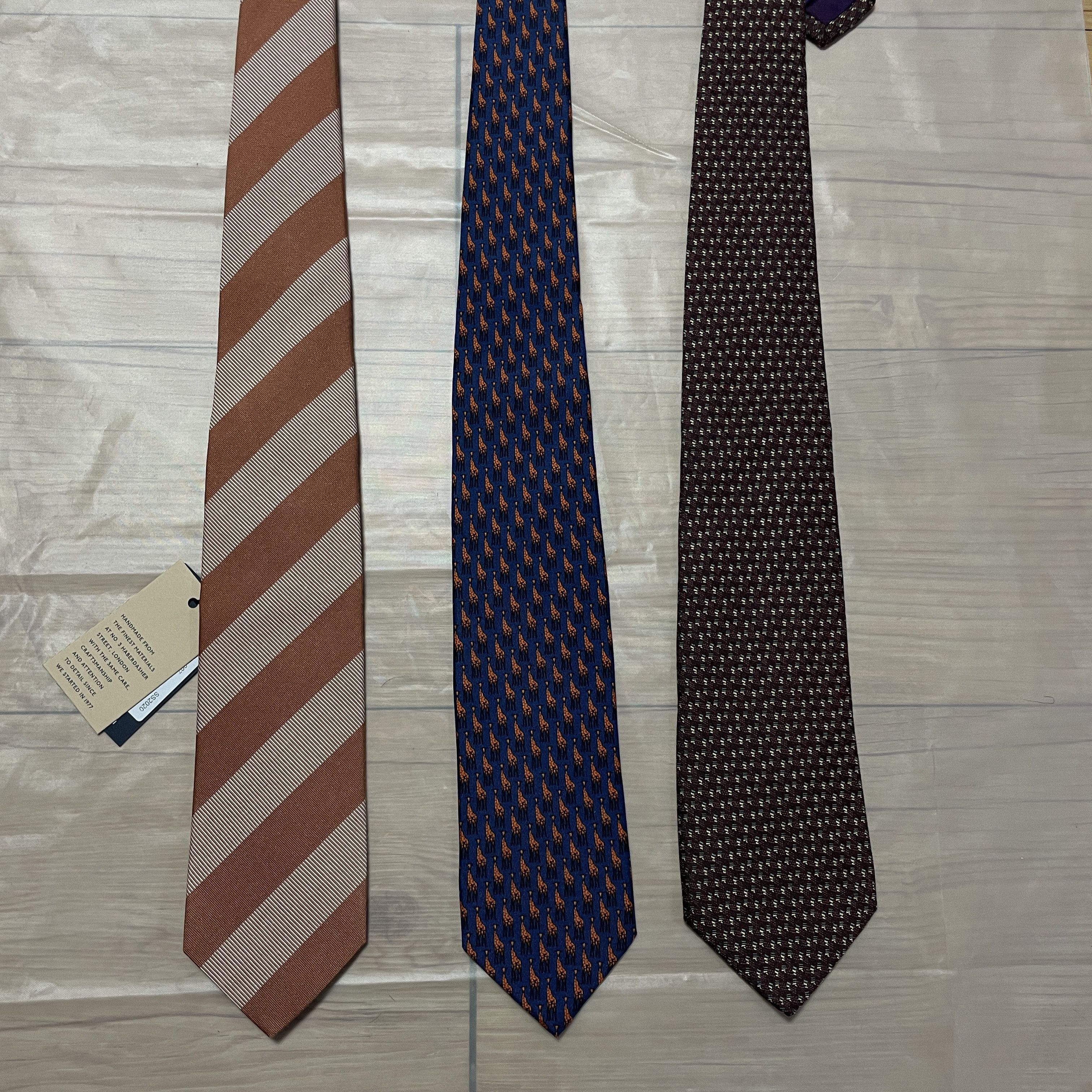 Drake's Drakes Classic Giraffe Pattern Blue silk tie Size ONE SIZE - 2 Thumbnail