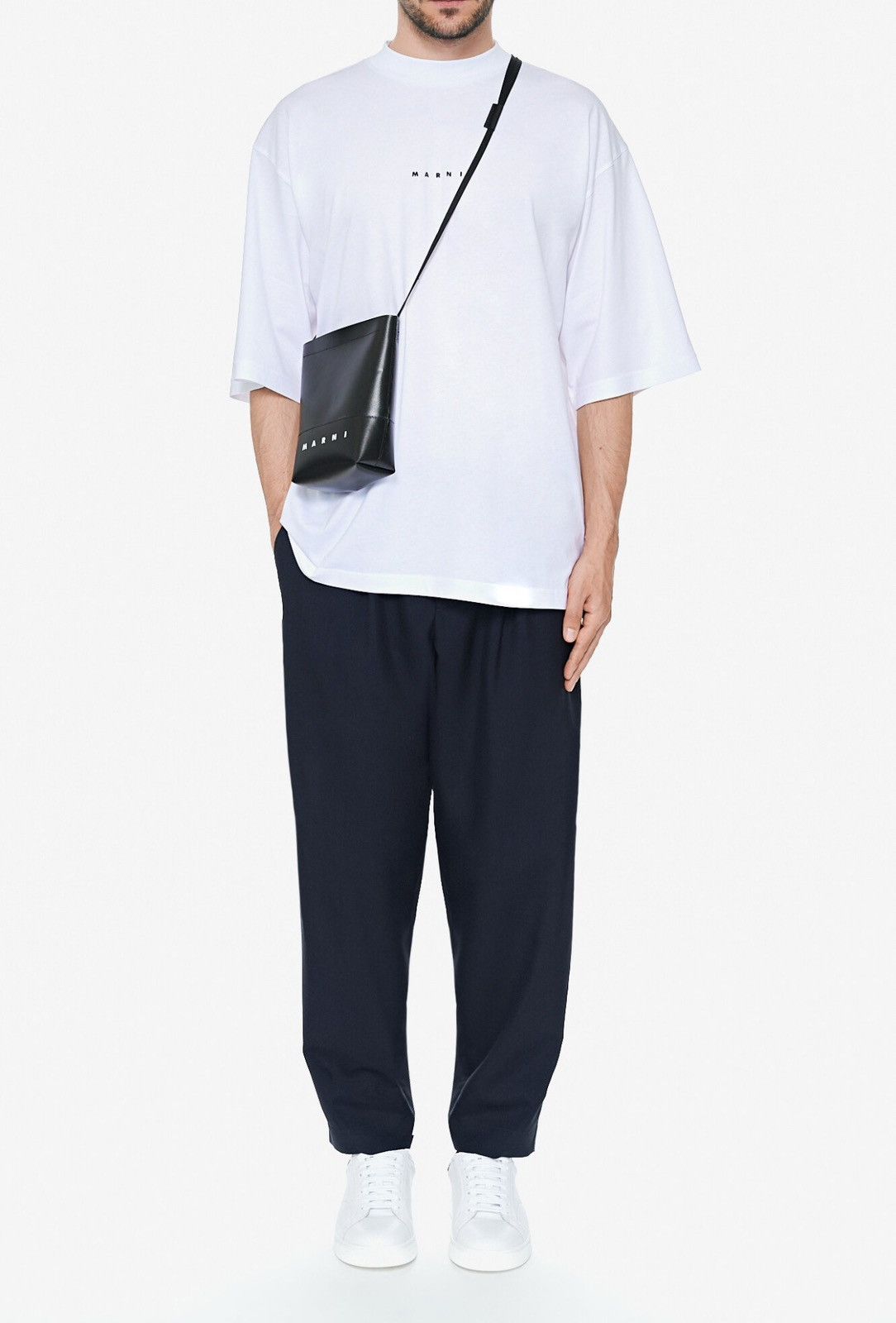 Marni Last Size Marni Logo Oversized White T-Shirt Size US L / EU 52-54 / 3 - 4 Thumbnail