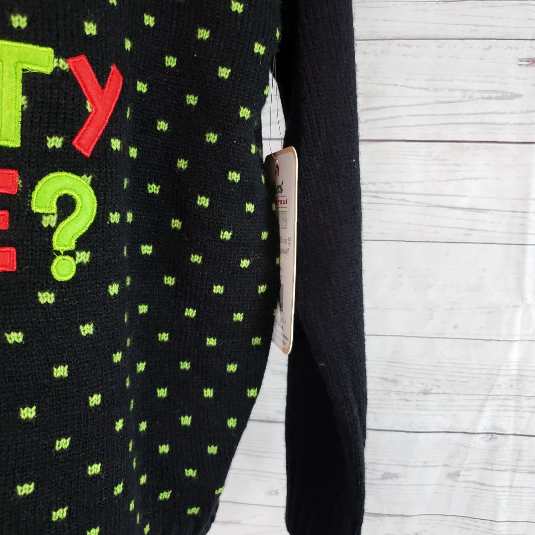Vintage Ugly Christmas Sweater Womens Sz Medium Black Green Mustache Naughty or Nice Brand Great Christmas Sweater Slim Pullover Knit Acrylic Womens M Size M / US 6-8 / IT 42-44 - 3 Thumbnail