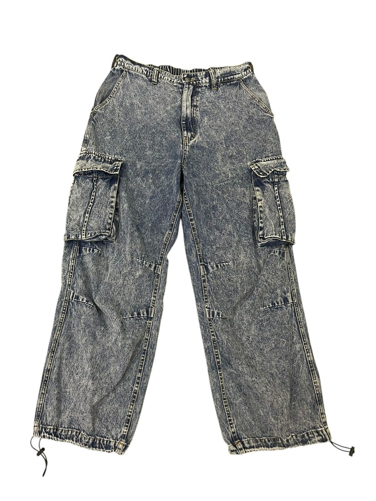 Japanese Brand Wide Cargo Jeans Jungle Storm Faded Blue 1🟦0 Size US 33 - 1 Thumbnail