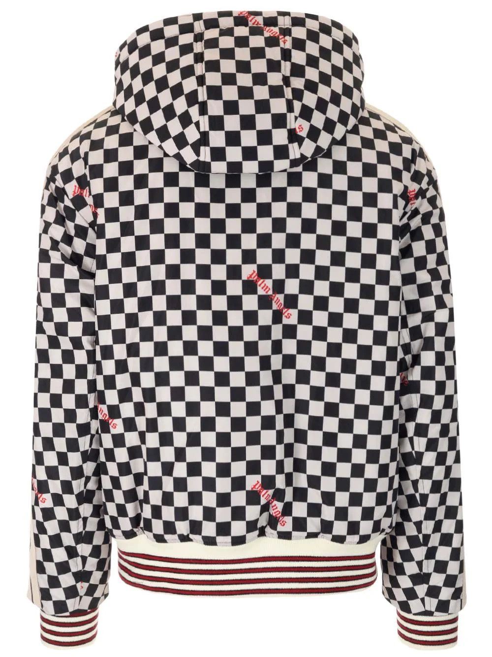 Palm Angels o1y0325 Logo Hooded Bomber Jacket in White/Black Size US L / EU 52-54 / 3 - 2 Thumbnail