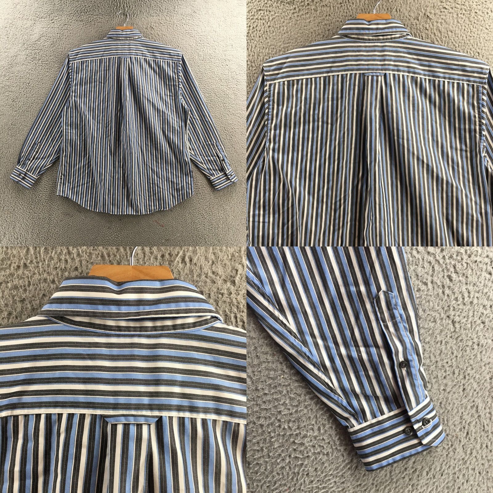 Nautica Nautica Button-Up Casual Shirt Mens XL Blue Striped Cotton Wrinkle Resistant Size US XL / EU 56 / 4 - 8 Thumbnail