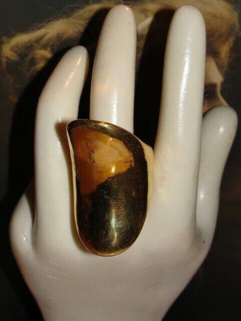 Designer Modernist 14 kt Gold Plated Brass 3D Knuckle Ring Size ONE SIZE - 4 Thumbnail