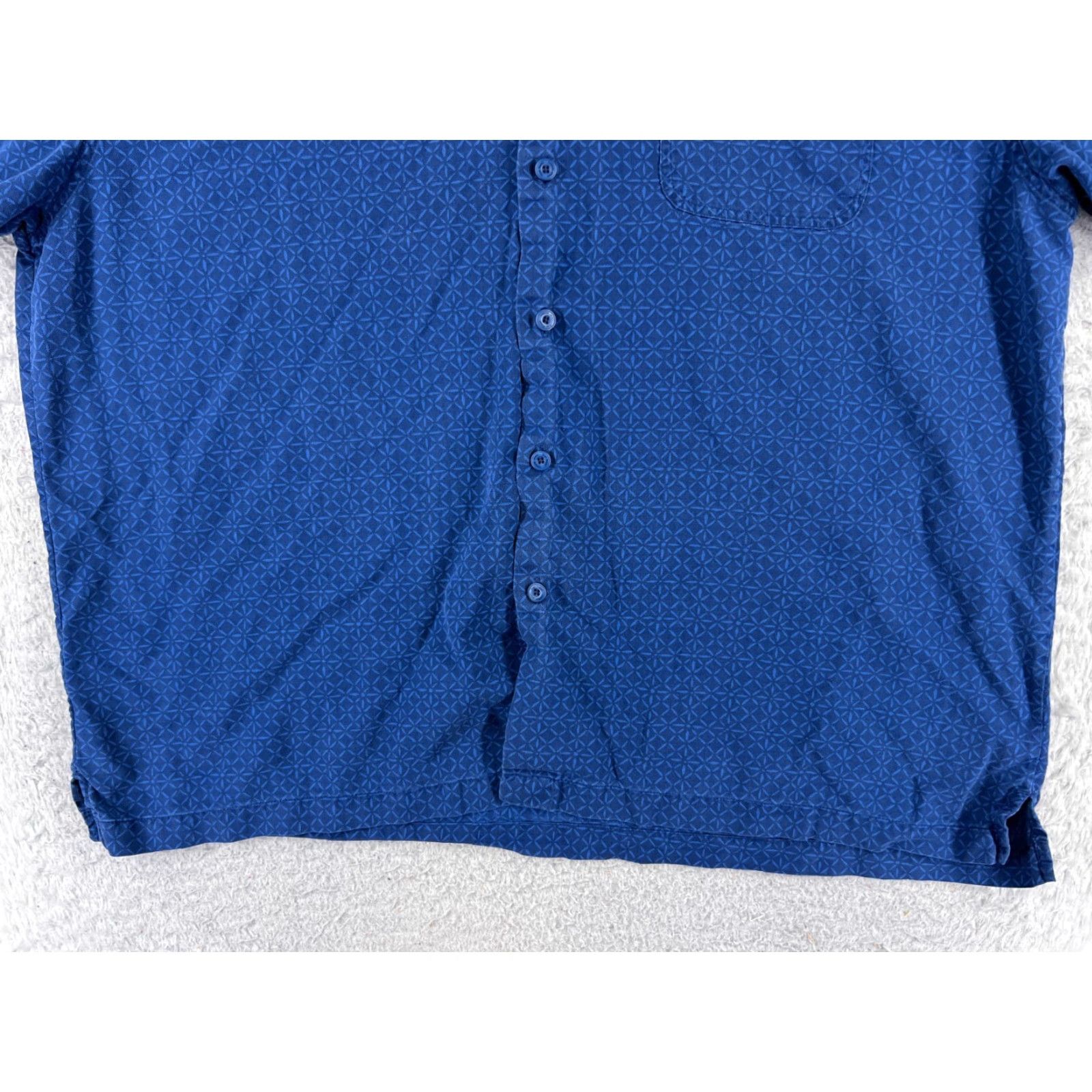 Nat Nast Nat Nast Shirt Mens XL Blue Silk Button-Up Short Sleeve Geometric Pattern Nat Nast Luxury Originals Size US XL / EU 56 / 4 - 5 Thumbnail