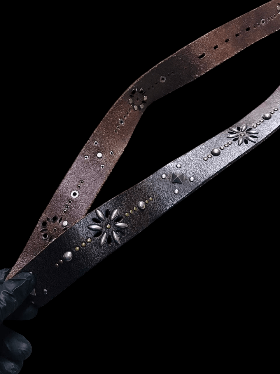 Handmade Leather Belt Metal Studded