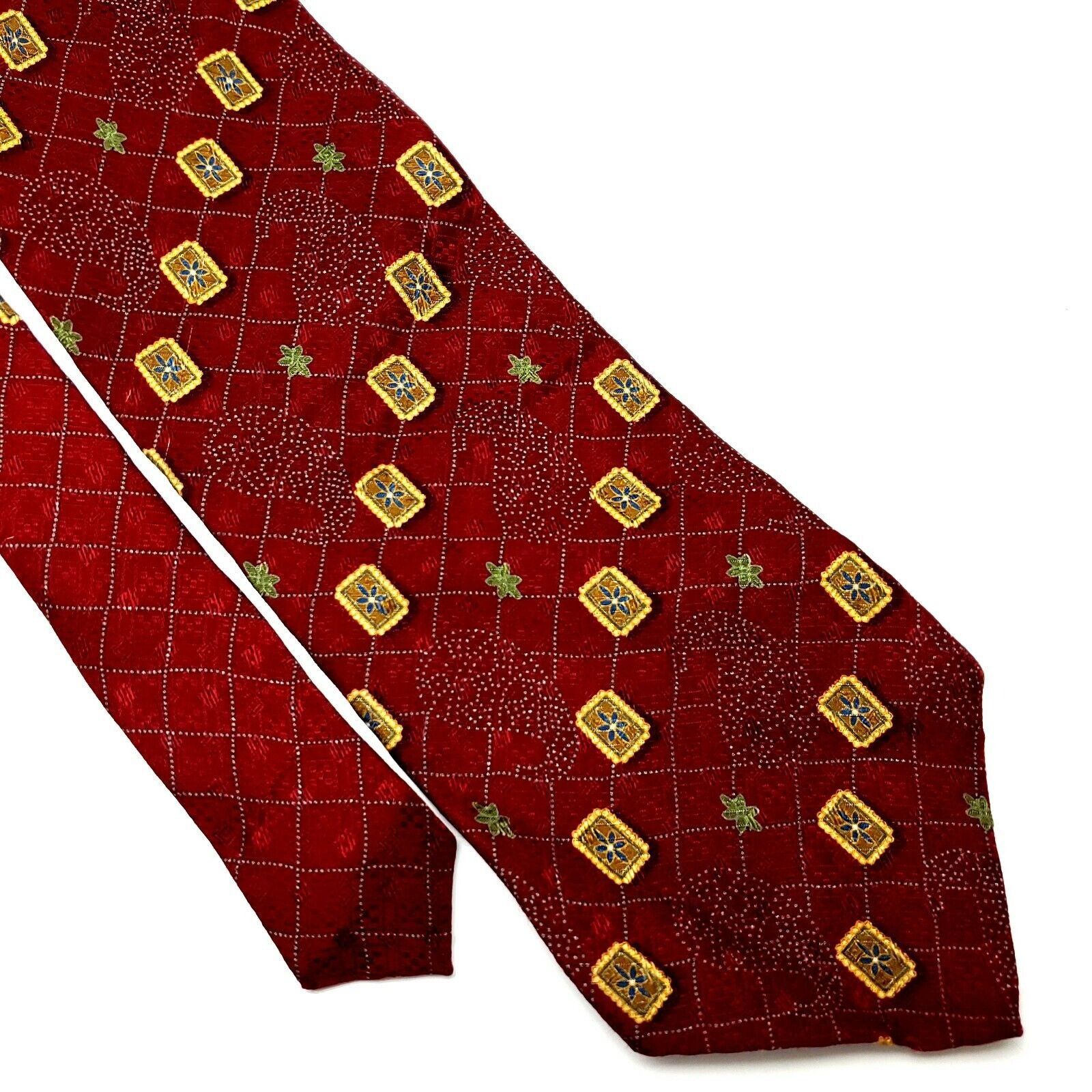 Nautica Nautica Silk Tie Print Abstract Red Short Wide Size ONE SIZE - 1 Thumbnail